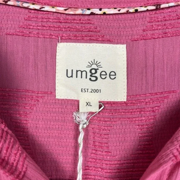 Umgee Midi Dress Womens XL Rose Swiss Dot Tiered Puff Sleeve Boho Cottage Garden - Picture 3 of 12